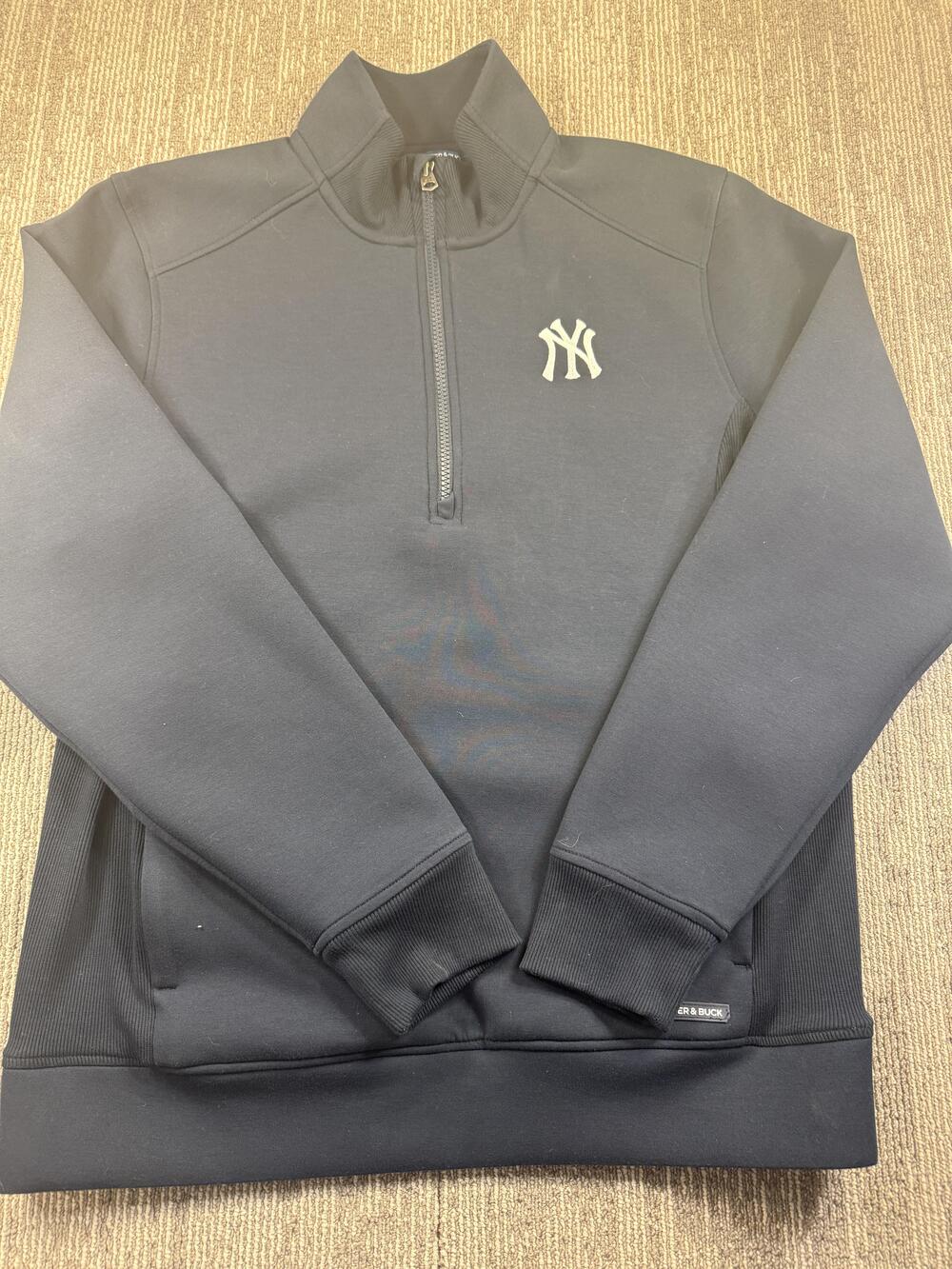 New York Yankees Jacket Mens Medium Blue MLB Baseball Cutter & Buck Quarter Zip